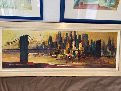 Ölgemälde, Manhattan Brooklyn Bridge, Johan Bvort
