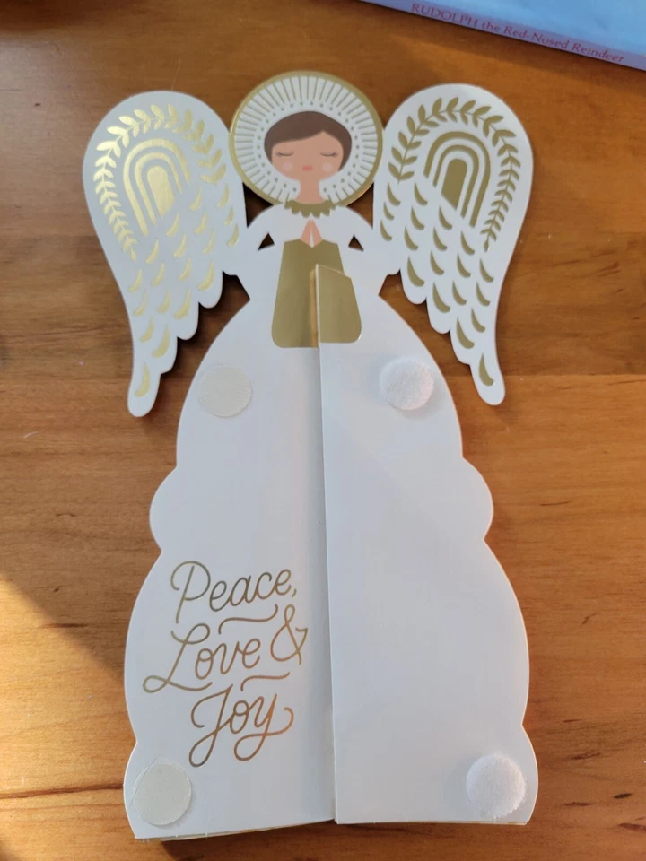 Juego de 2 centros de mesa de tarjetas de felicitación ángeles panal maravilla papel sello Foto 4 de 4