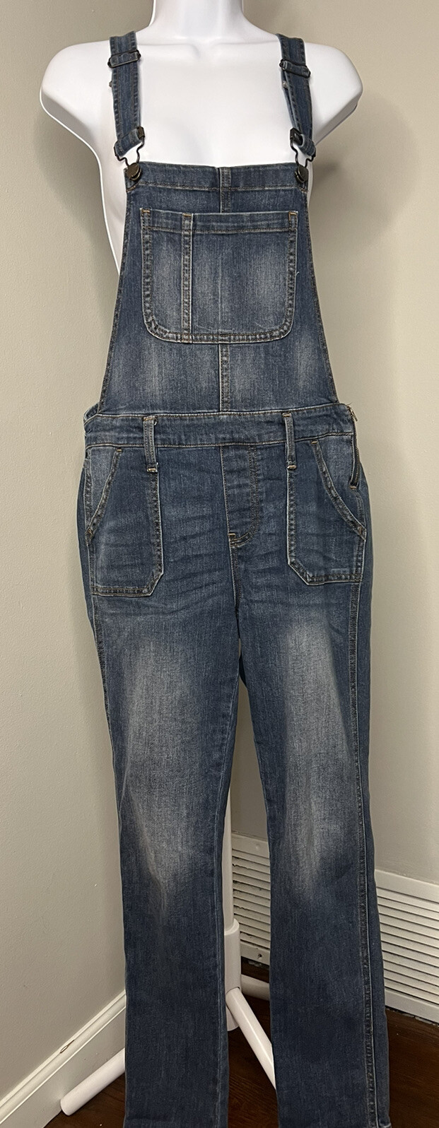 GAP Maternity Denim Overalls Side Zip S Gem