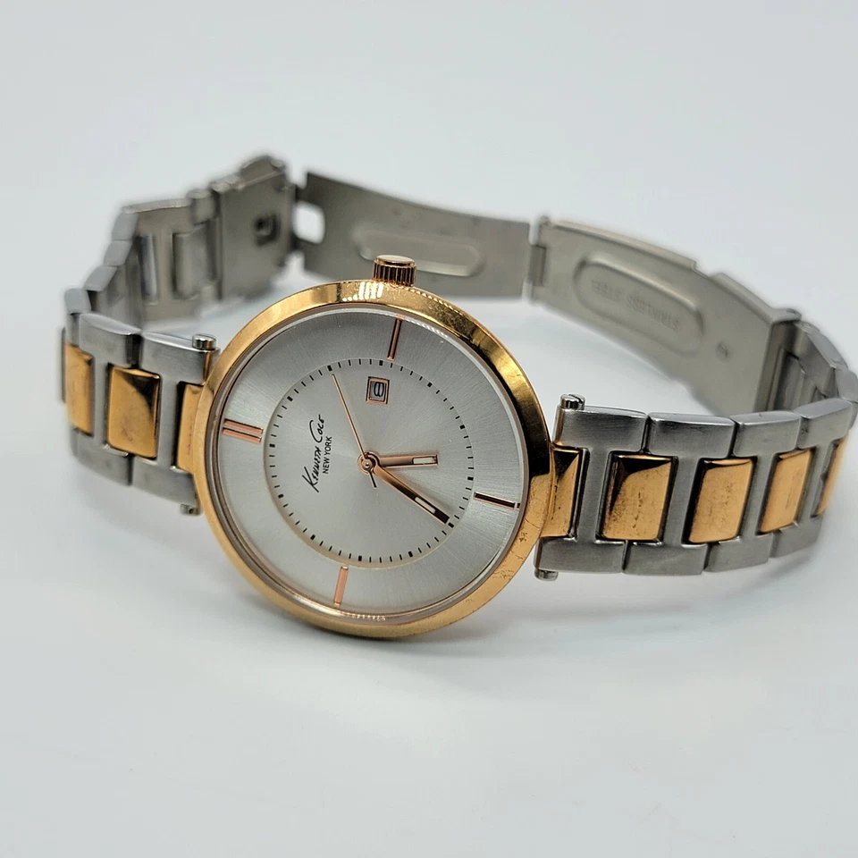 Reloj Mujer Kenneth Cole 34mm KC4713 Indicador Fecha Banda Dos Tonos, Funciona Foto 2 de 4