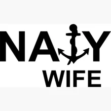 Vinyl Decal for Window - Navy Wife w/ Anchor (Military)