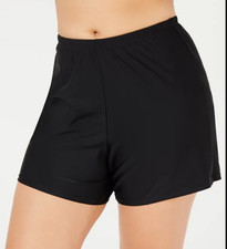 Island Escape Plus Size Swim Shorts Black NWT Sz 18W