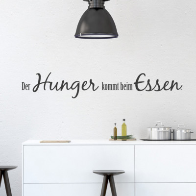  Wandtattoo Spruch ''Der Hunger kommt...'', Küche, Essen, Wandsticker, Wanddeko