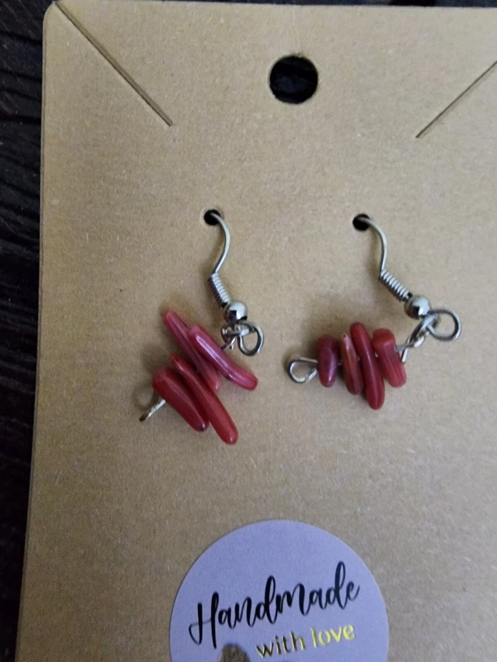 Pendientes colgantes multipiedra naranja quemado hechos a mano para mujer Foto 2 de 3