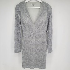 Womens Charlotte Russe Dress Gray Floral Lace Sleeves Size S