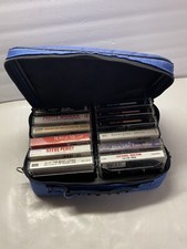 BMI 12 Cassette Tape Storage Case Holder Nylon Blue Vintage Elton John etc Lot