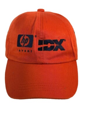 HP Invent Hewlett Packard Computer Strapback Cap Hat Logo Vented Hunter Orange