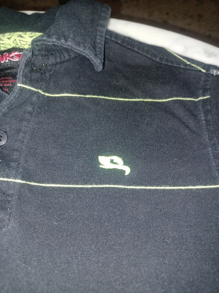 Hawk Youth SZ Boys Polo Shirt Medium (10-12) Black & Neon Green - Image 2 of 4