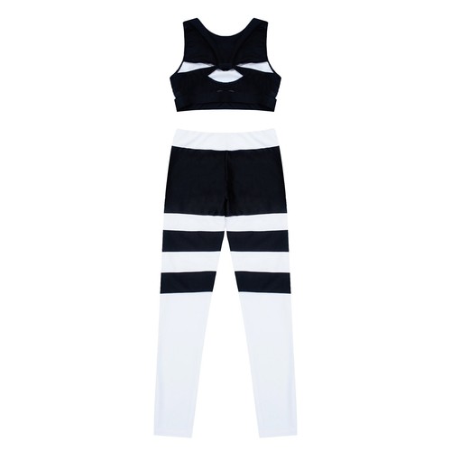 Kid Girl 2 Piece Tracksuit Crop Top With Athletic Leggings Set Dance Yoga Outfit - Picture 58 of 60