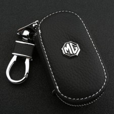 MG Black Cowhide leather Car Key Holder Keychain Ring Case Bag Gift-Fast Deliver