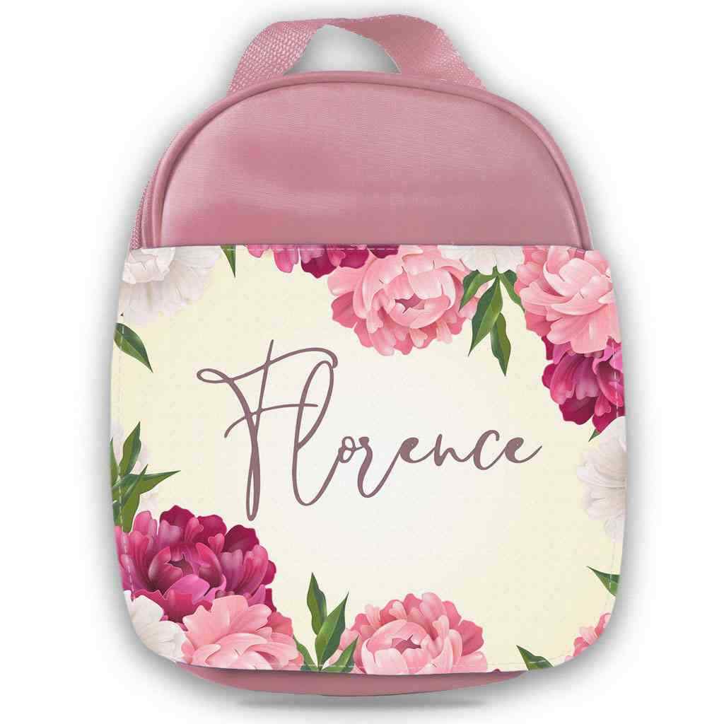 Personalised Floral Kids Lunch Bag Any Name Childrens Girls School