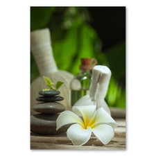 Postereck 2845 Poster Leinwand Wellness, Entspannung Kerze Blüte Steine