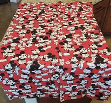 Vtg. Mickey Mouse All Over Disney Curtain Panels 39"x 64" Set Red Black White