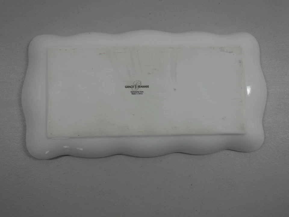 Grace's Teaware 11" x 5.5" Tea Service Tray Purple Floral Gold Trimmed - Image 4 of 4