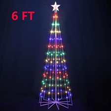 6FT Multicolor LED Animated Outdoor Christmas Tree w/8 Modes for Xmas Yard Decor