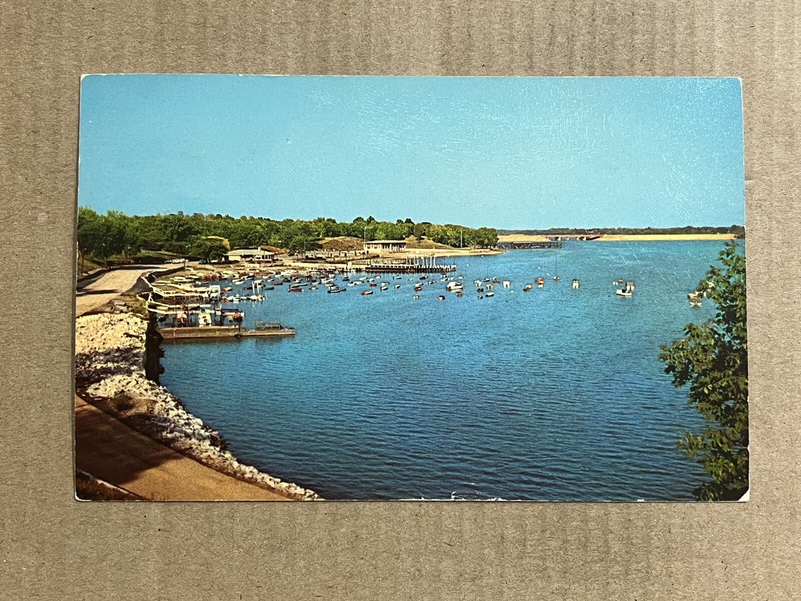 Postcard Illinois Lake Decatur Marina Boats Lake Shore Drive Vintage IL ...