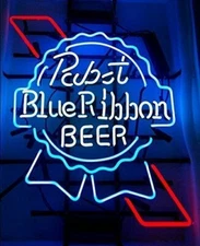 Pabst Blue Ribbon Beer 17"x14" Neon Sign Light Lamp Bar Real Glass Pub Club