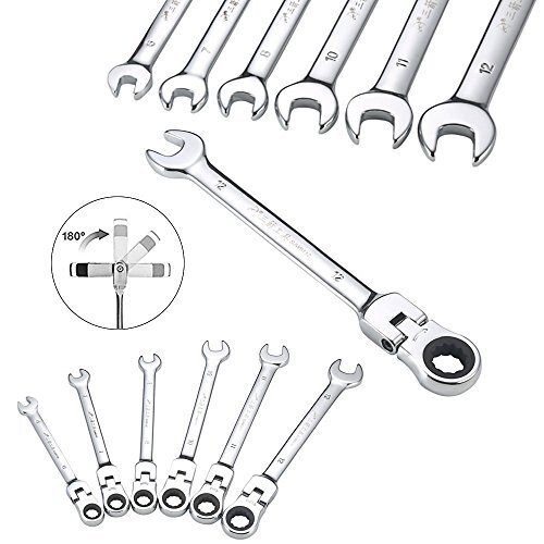 Ratcheting Wrench Set Flexible Pivoting Head Ratchet Combination Spanner Wrench 6946984961491 eBay