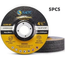 5 PACK 4-1/2" x1/4" x7/8" Grinder Cut off Wheels Type 27 Metal Grinding Disc