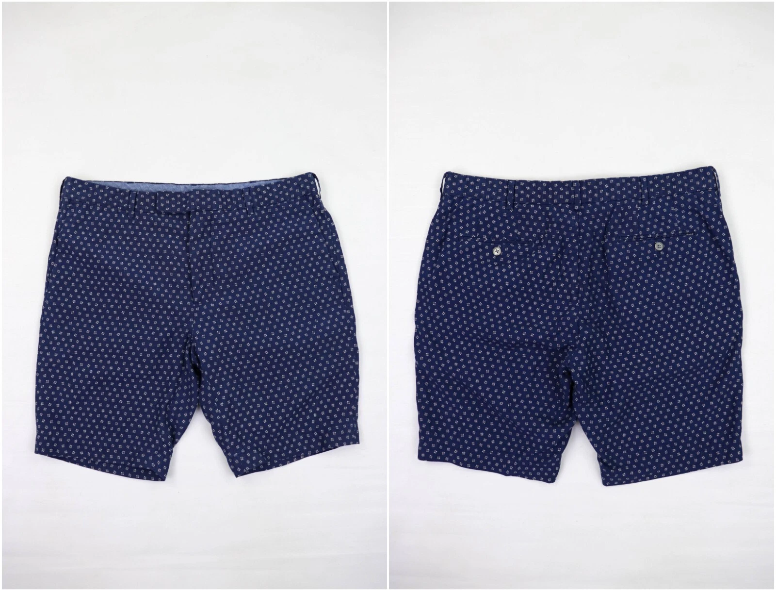 POLO Ralph Lauren Printed Blue Linen/Silk Blend Slim Fit Bermuda Shorts Size 34