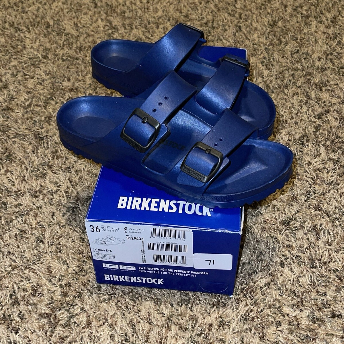 Birkenstock Arizona Essentials EVA Navy Slip On Sandals Size 5W 3M
