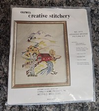 Creative Stitchery COVERED BRIDGE Crewel Kit 3771 Picture Landscape 18"x22" USA
