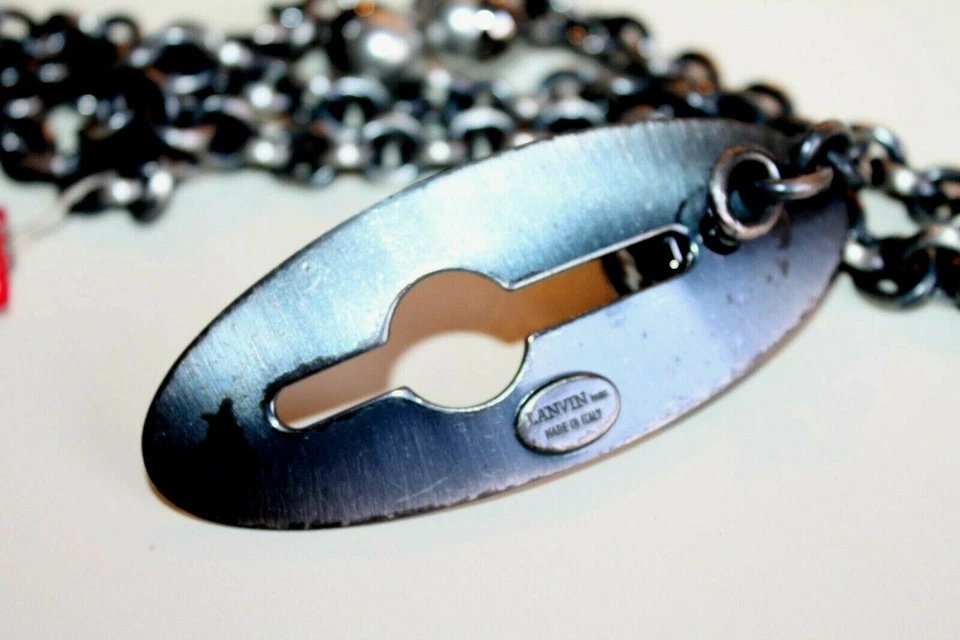 Cinturón Mujer Lanvin Paris Perla Cuentas Tono Plata Cadena Cinturón XS  Foto 3 de 3