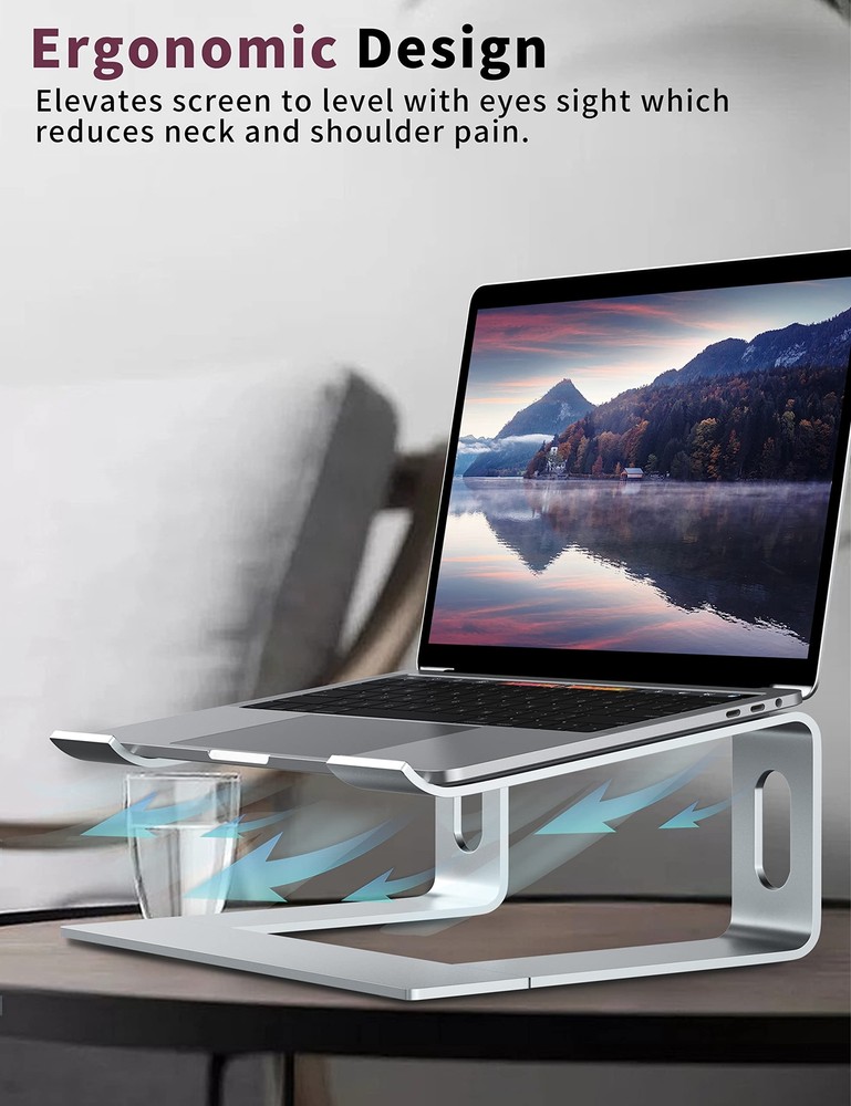 Aluminum Laptop Stand for Desk Ergonomic Adjustable Notebook Riser Holder