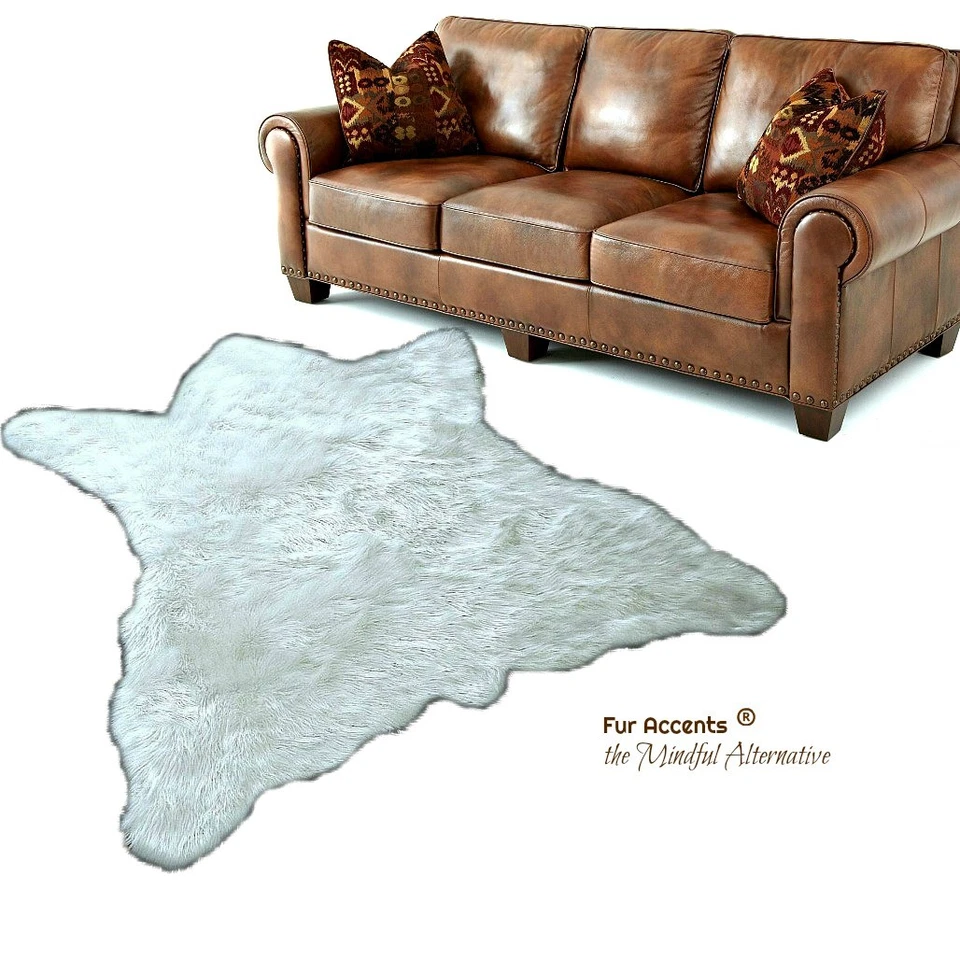 White Bear Skin Rug - Faux Fur - Polar Bear - Sheepskin - Shag - FUR ACCENTS  - Image 2 of 2