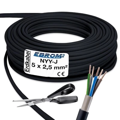 DIVERSE MARKENHERSTELLER (3,50€/m) NYY-J 5x2,5 mm² - Erdkabel Starkstromkabel verschiedene Längen
