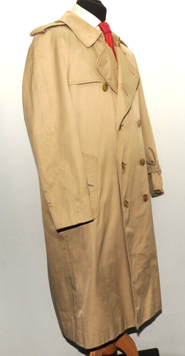 VINTAGE BURBERRY LONDON DOUBLE BREASTED BELTED TRENCH RAIN COAT IN BEIGE 48'' S - Picture 9 of 18