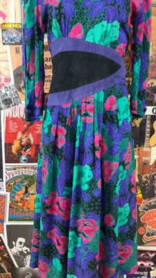 neon floral midi dress 1960s Neon Floral Dress (M) Gimme Vintage