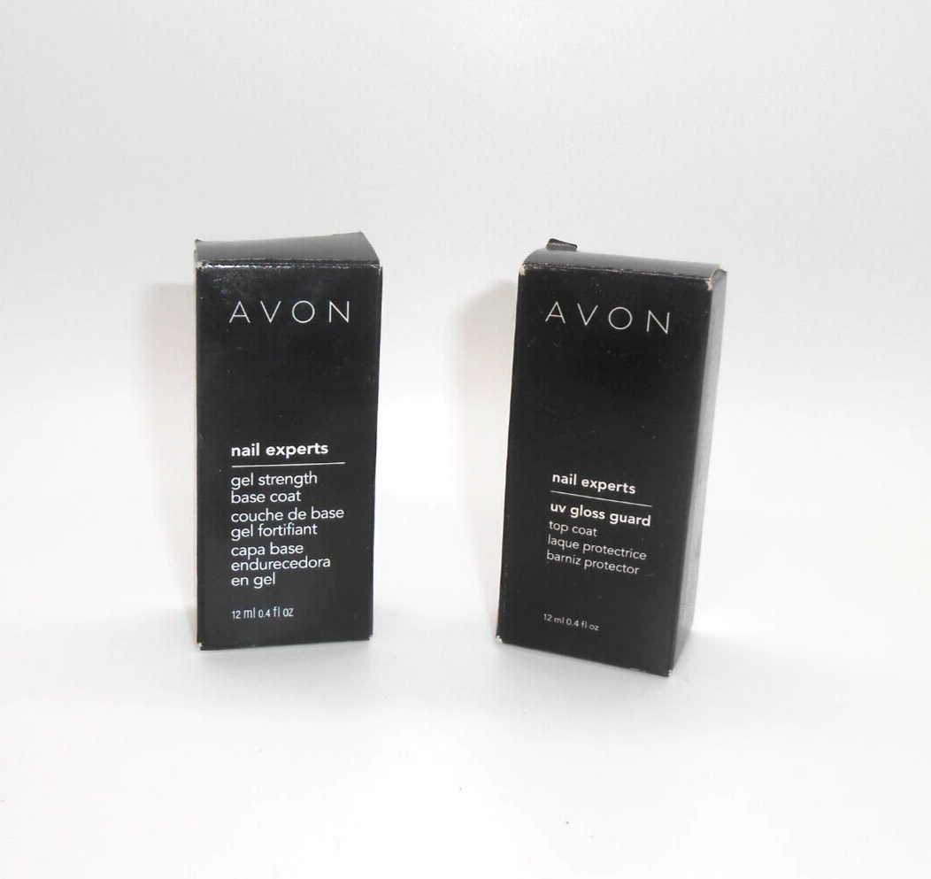Lot Avon Nail Experts Gel Strength Base & UV Gloss Guard Top Coat 0.4