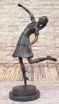 Handmade Lady Dancer Chiparus Bronze Marble Sculpture Figurine Art Hotcast Deco