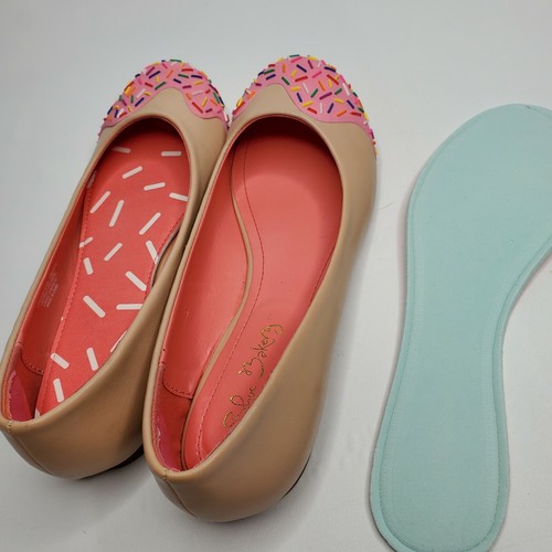 Schuh Bäckerei rosa Streusel flach Damen Größe 5 Donut Design Süßigkeiten für Ihre Füße - Bild 7 von 10