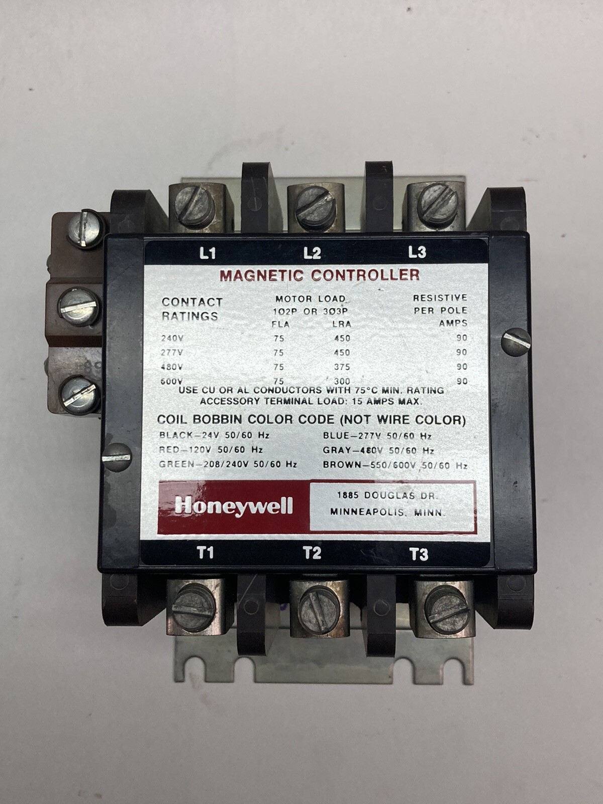 Honeywell,R8236B1038,Contactor Metal Control