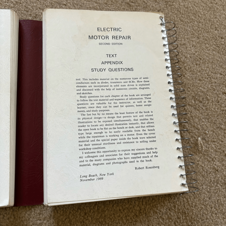 Electric Motor Repair Robert Rosenberg Second Edition Spiral Bound Book