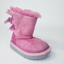 Ugg Boots Bailey Bow II Girls Toddler Pink Suede Sz 8 1017394T