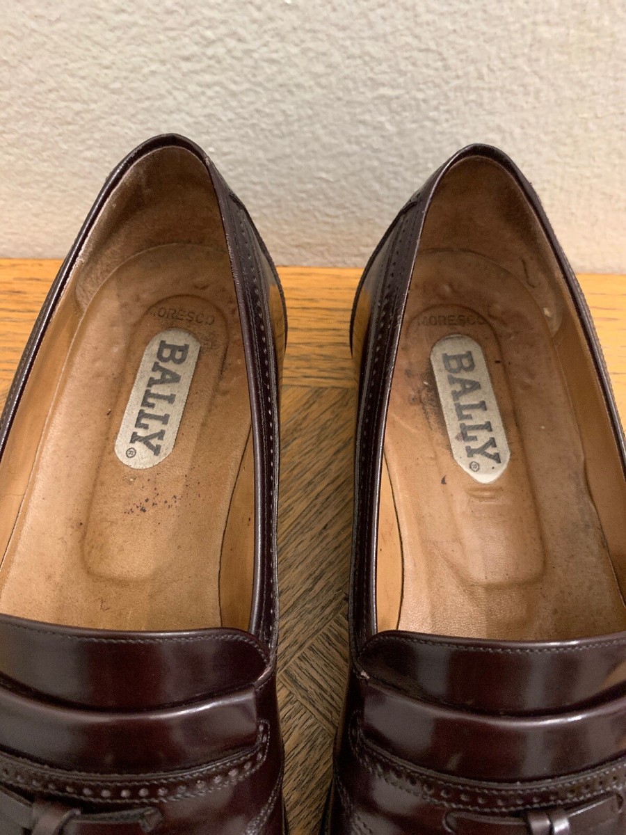 Bally Moresco Brown Leather Tassel Fringe Loafer Shoes Size 10 D, Made in Italy Bally Moresco (2699) Brown Tassel Kiltie Loafers Size US  main image 2
