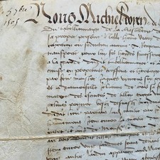 Parchemin de 1505 établi par le doyen de la Collégiale Saint-Maur d'Hattonchâ...