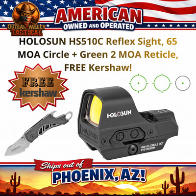 HOLOSUN SOLAR HE510C-GR Elite Reflex Sight, Green Multi-Reticle, FREE Kershaw!