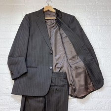Valentino Roma Men's Wool Suit Set Brown Pinstripe Italy Size 50R Pre-Owned