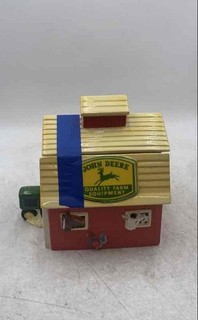 Gibson John Deere Green Tractor Red Barn Farm House Ceramic Cookie Jar
