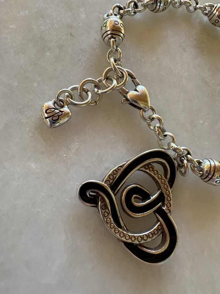 Pulsera Brighton Sausalito Corazón Negro Plata Dije Foto 3 de 4