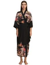 Kihnop Womens Floral Kimono Robe Long Satin Robe Long Silk Bathrobe Ladies Ki...