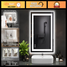 24.1"x36.1" LED Bathroom Mirror - Smart Anti-Fog, Dimmable, 3 Color Temperatures