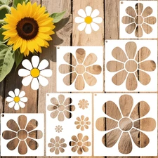 Daisy Flower Stencils for Painting on Wood, Walls, and Crafts - 6-Piece Floral A