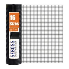 SEBOSS Black Hardware Cloth 1/2 inch 48 x 100 Ft 19-Gauge, Vinyl Coated Wire ...