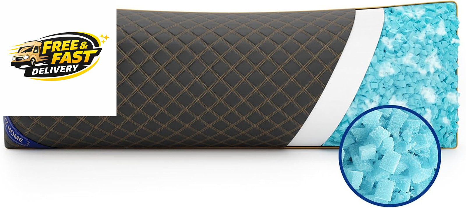 Long Body Pillow for Adults - Firm Body Pillow Insert with Shredded Blue Memory