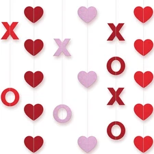 KatchOn, Felt XOXO Valentines Day Garland - 6 String, Pre Red Xo and Heart 